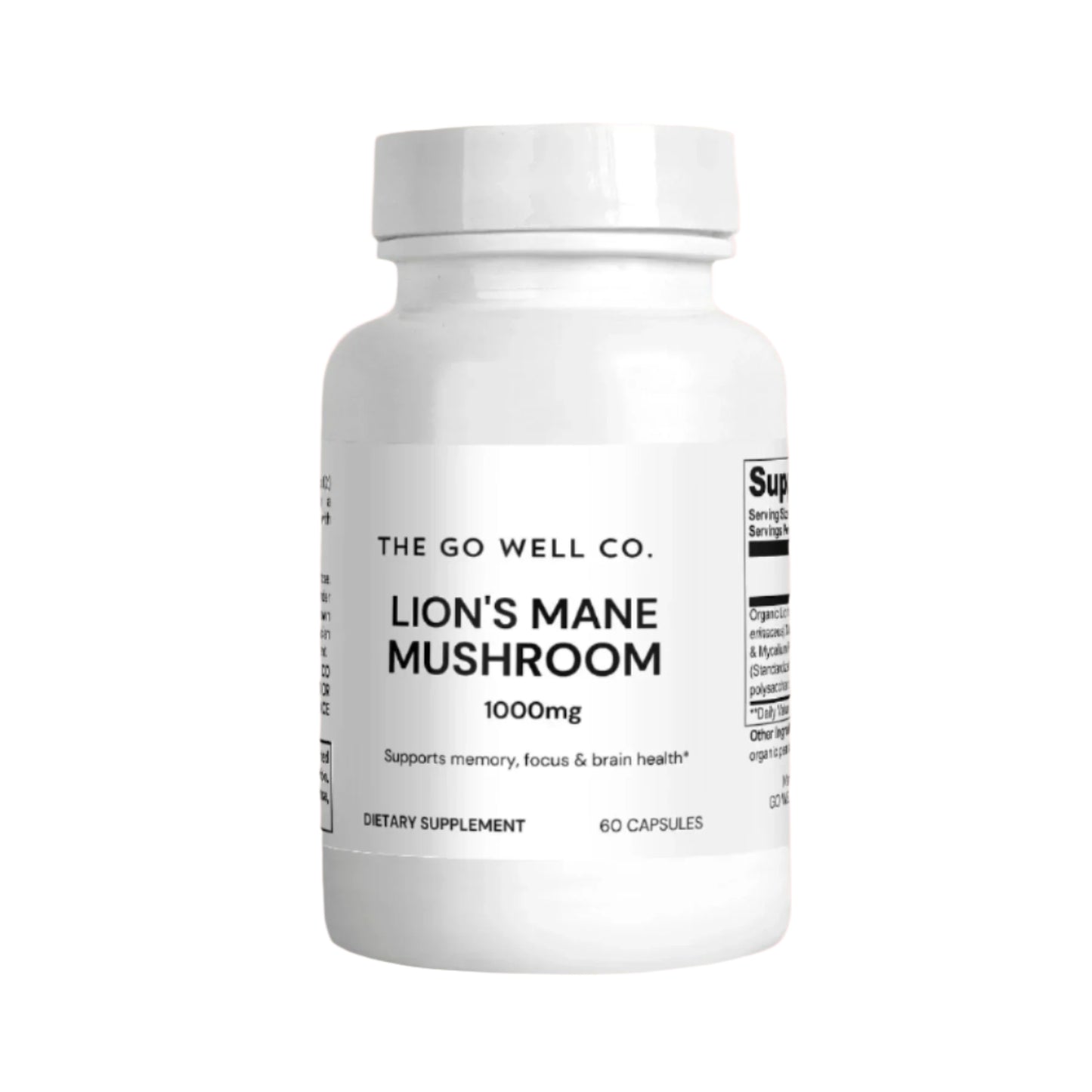 a bottle of Lions Mane mushroom capsules