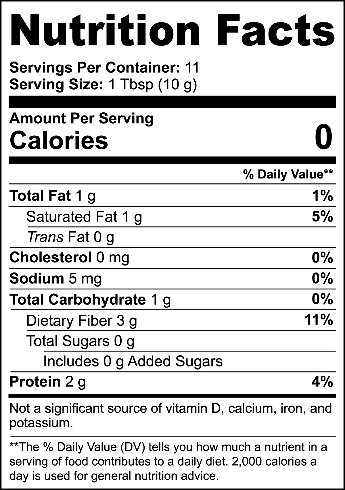 Nutrition facts label with detailed information on a white background