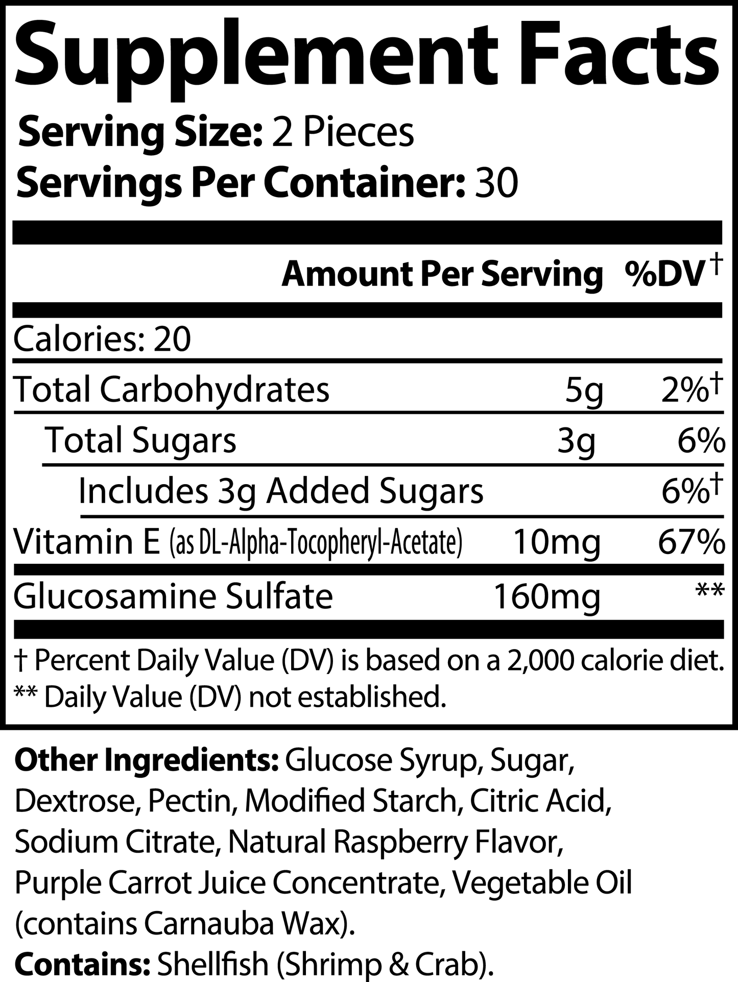 Supplement facts label for a product with nutritional information and ingredients listed.