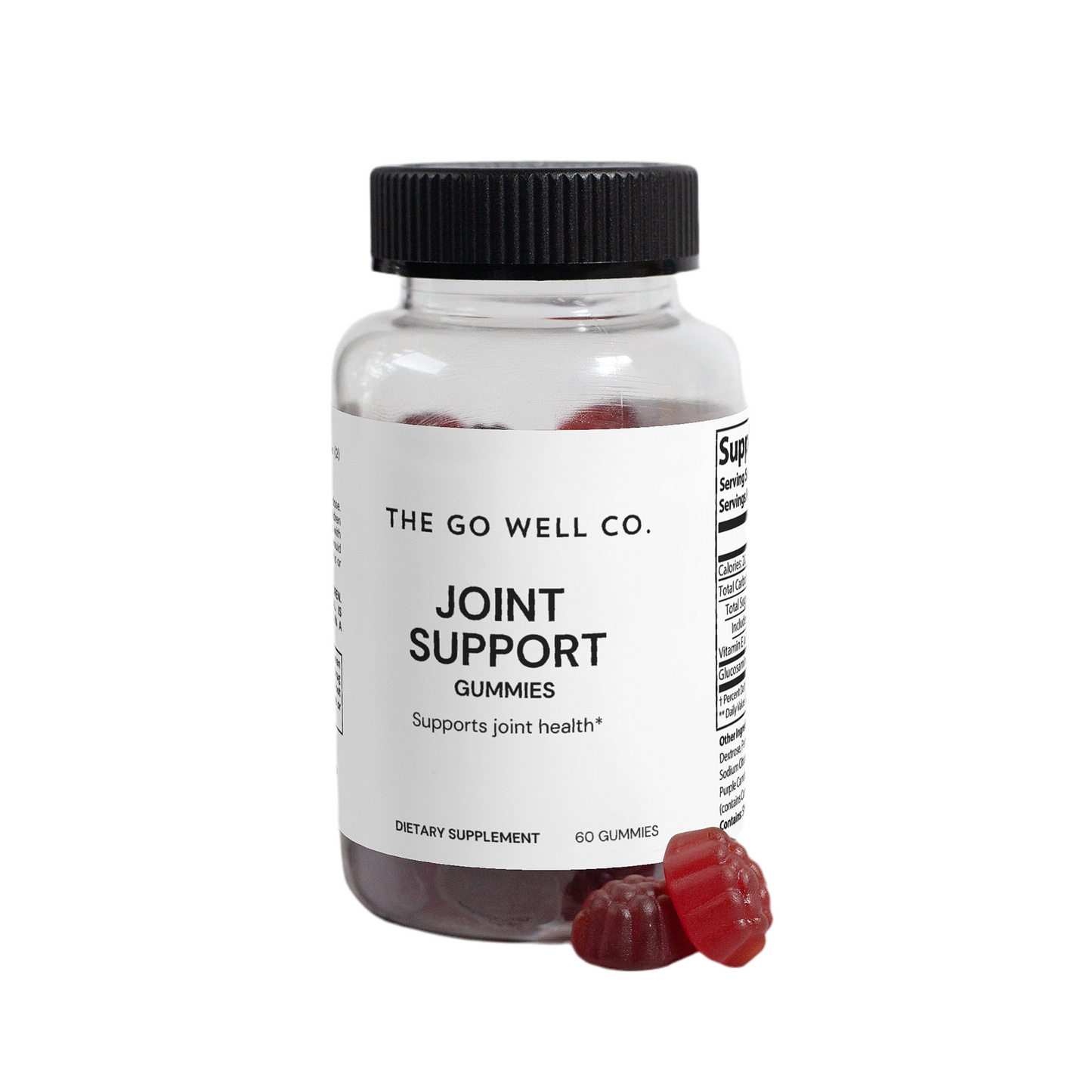 Jar of The Go Well Co. Joint Support Gummies on a white background
