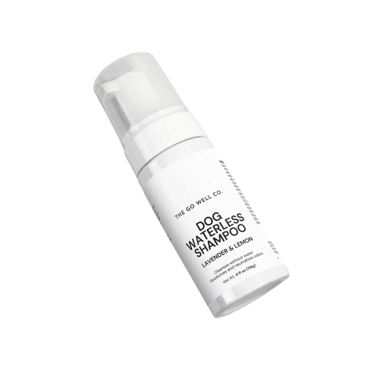 Dog waterless shampoo bottle by The Go Well Co. on a white background