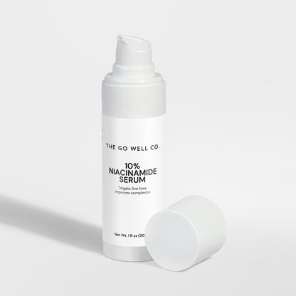 The Go Well Co. 10% Niacinamide Serum bottle on a white background