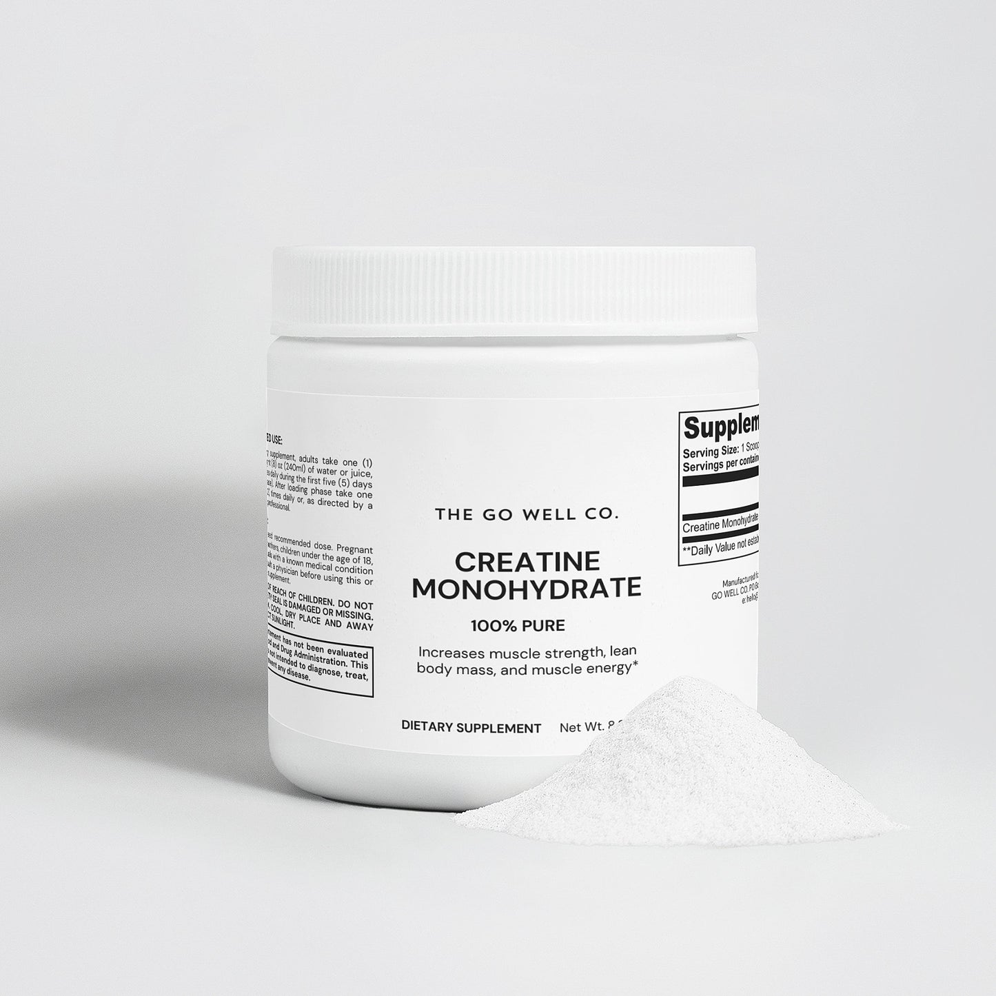 Creatine Monohydrate Powder 0.55lb (250g) - The Go Well Co.