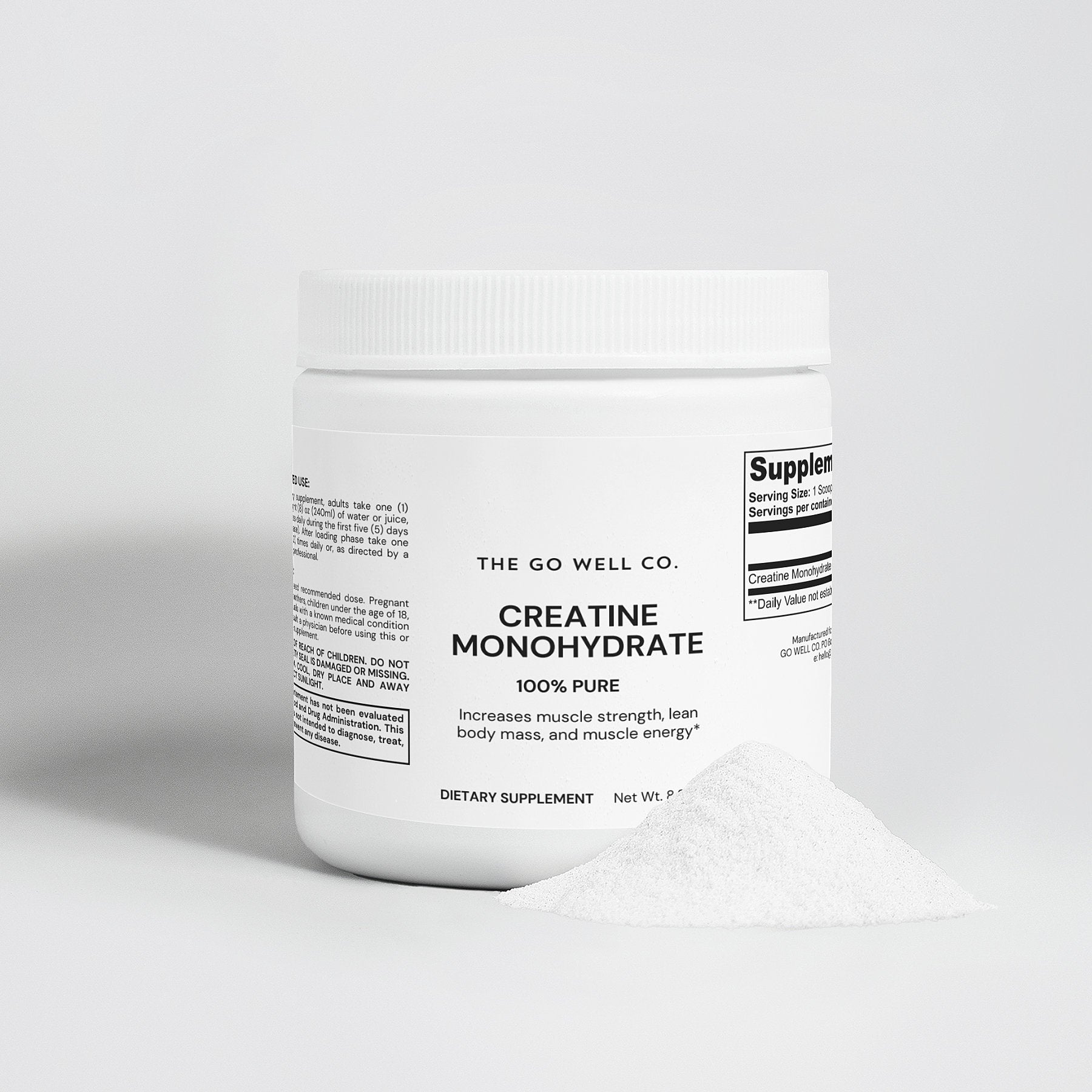 Creatine Monohydrate Powder 0.55lb (250g) - The Go Well Co.