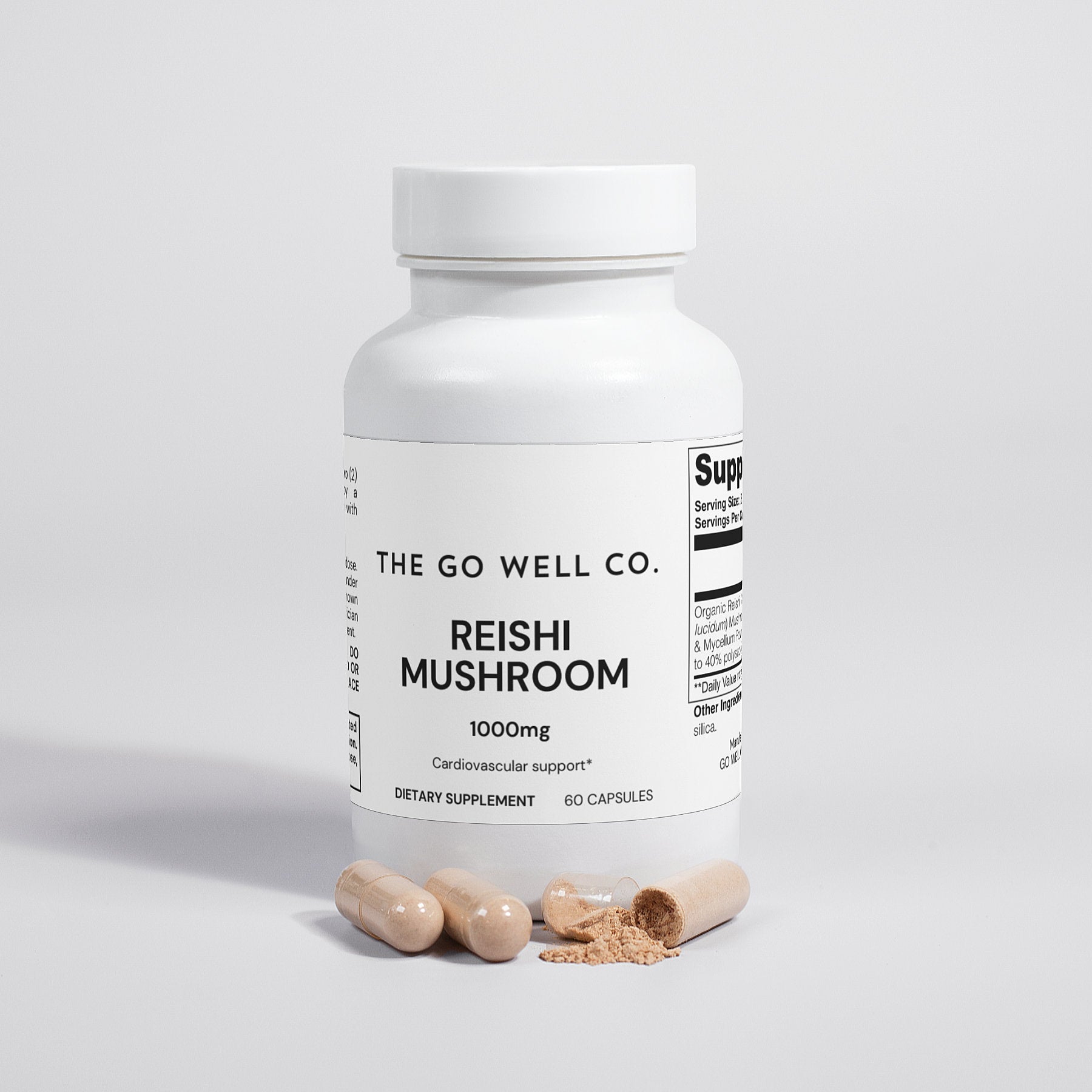 Reishi Mushroom 1000mg Qty 60 Caps - The Go Well Co.