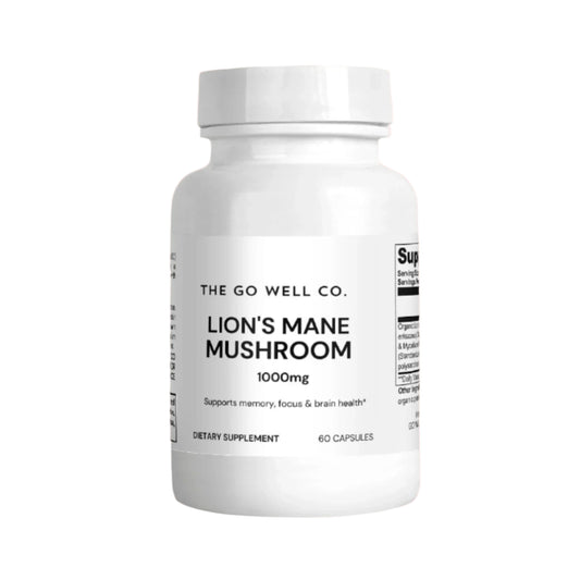 a bottle of Lions Mane mushroom capsules