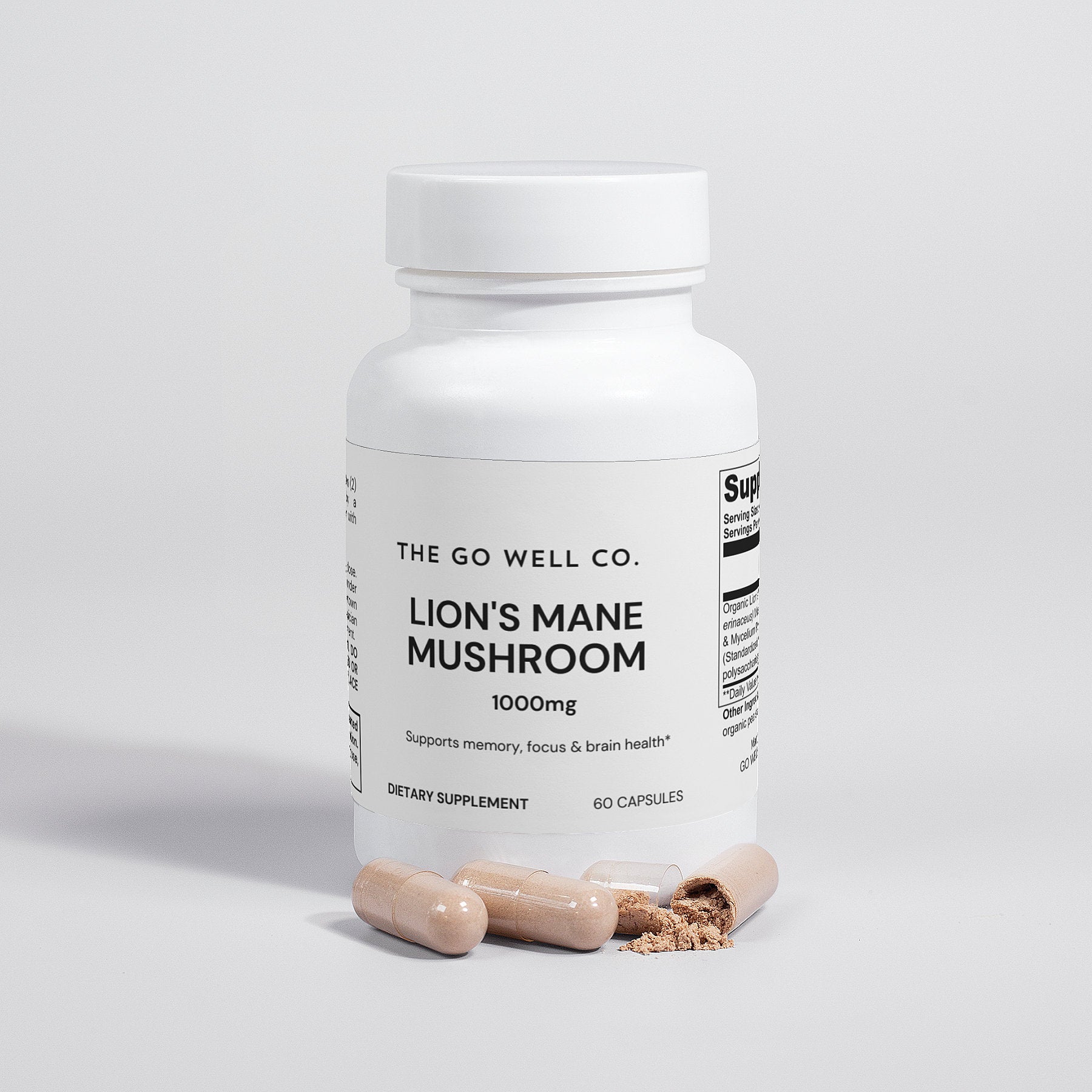Lion's Mane Mushroom 1000mg Qty 60 Caps - The Go Well Co.