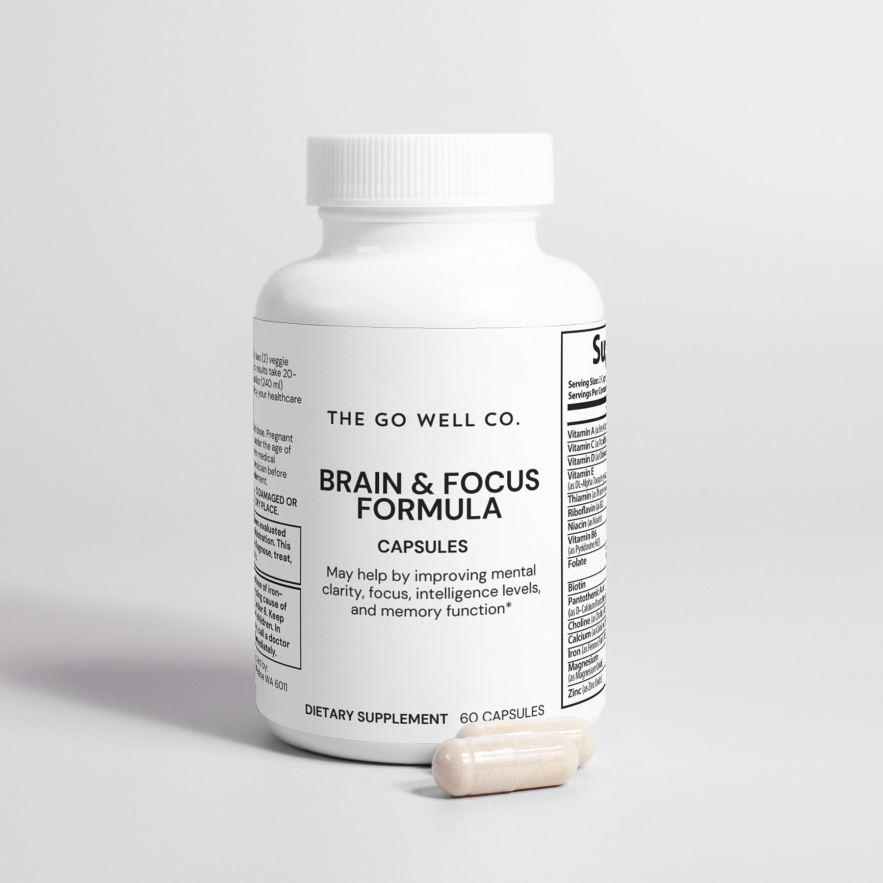 Brain & Focus Formula Qty 60 Caps - The Go Well Co.
