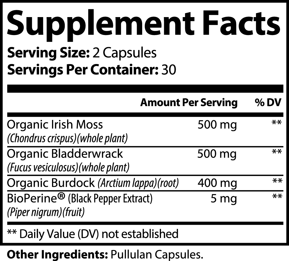 Sea Moss with Burdock Root Qty 60 - The Go Well Co.