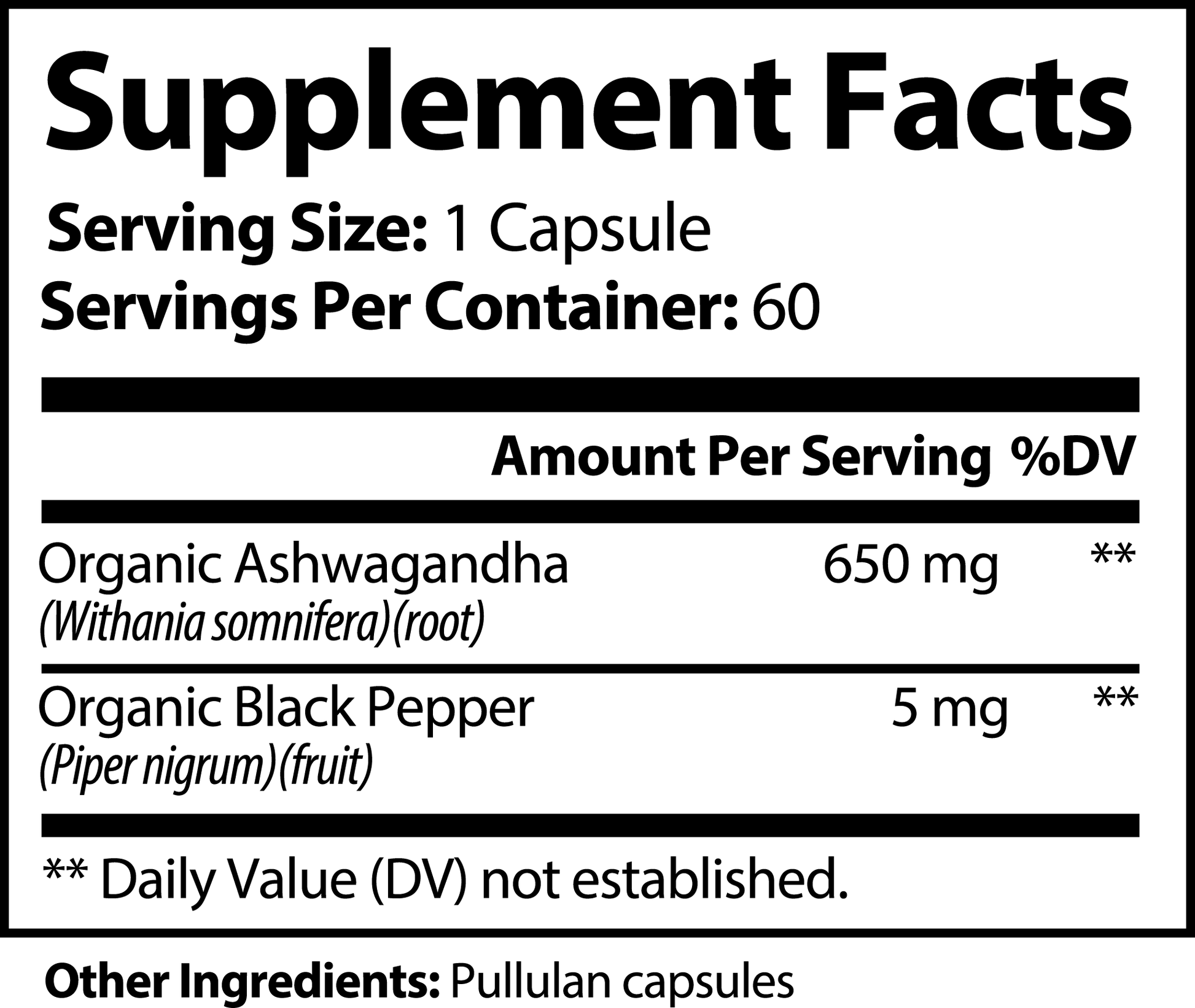 Organic Ashwagandha Qty 60 Caps - The Go Well Co.