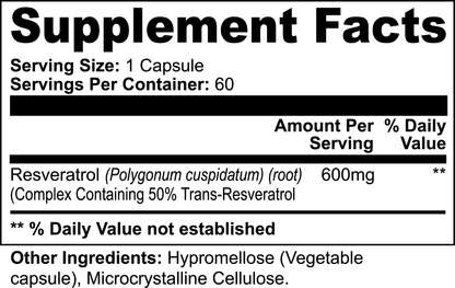Resveratrol Qty 60 Caps - The Go Well Co.