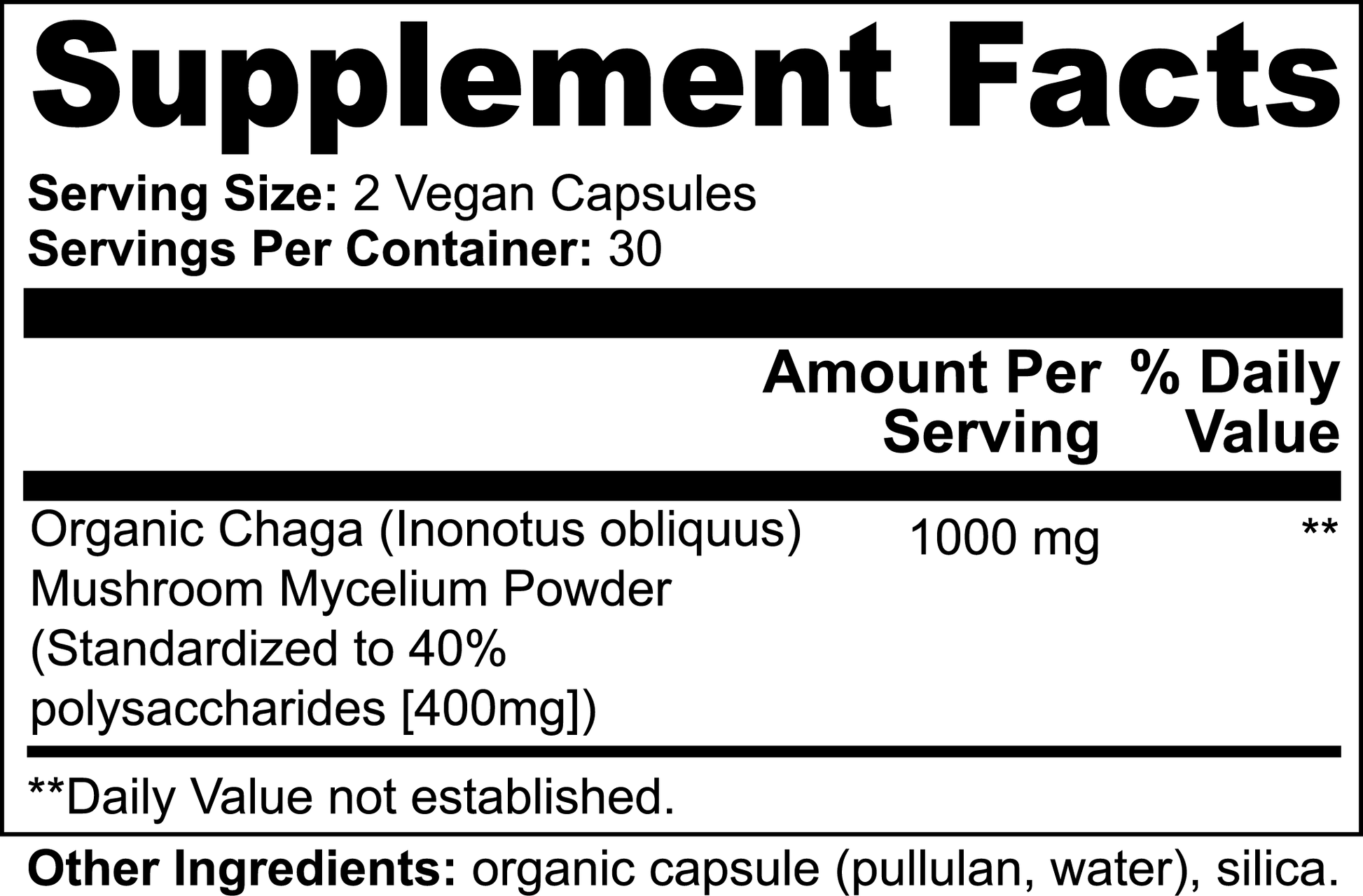 Chaga Mushroom 1000mg Qty 60 Caps - The Go Well Co.