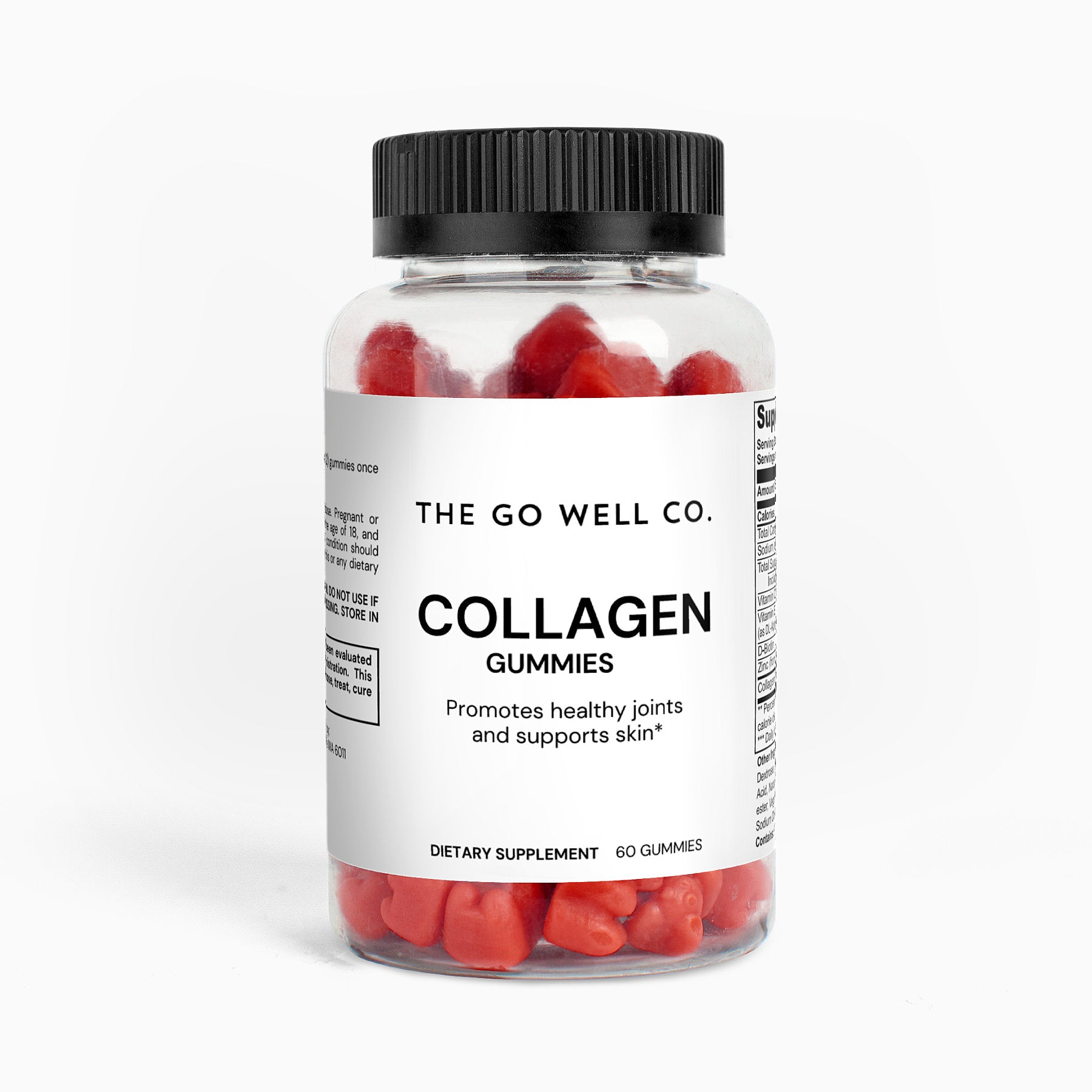 Bottle of collagen gummies from The Go Well Co. on a white background