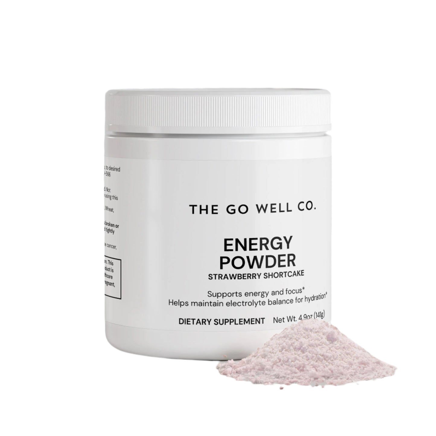 Energy powder container from The Go Well Co. on a white background