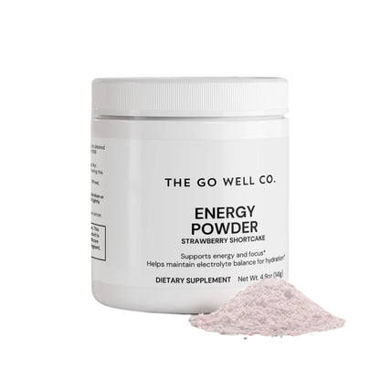 Energy powder container from The Go Well Co. on a white background