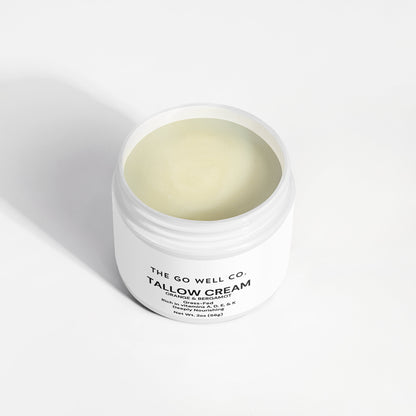 Jar of Tallow Cream from The Go Well Co. on a white background