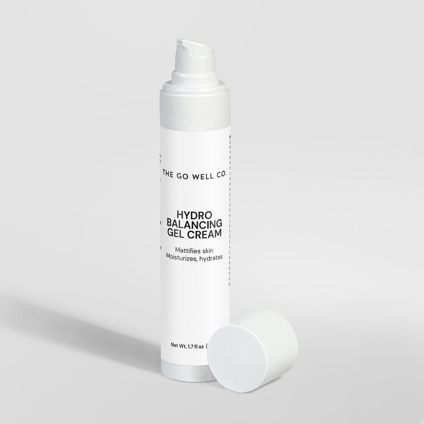 White tube of Hydro Balancing Gel Cream from The Go Well Co. on a light gray background