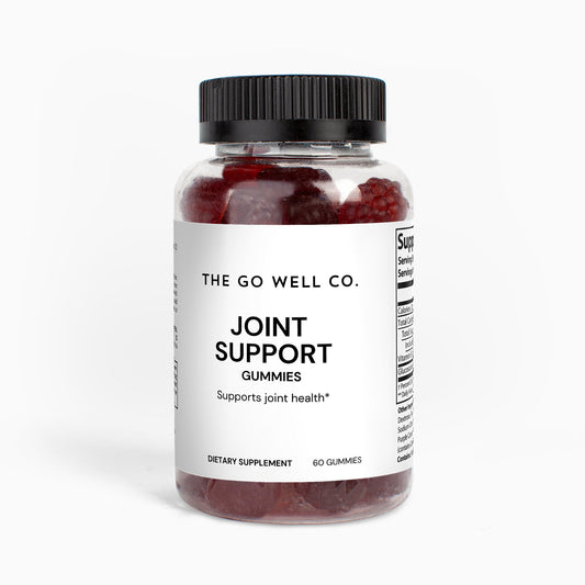 Bottle of The Go Well Co. Joint Support Gummies on a white background