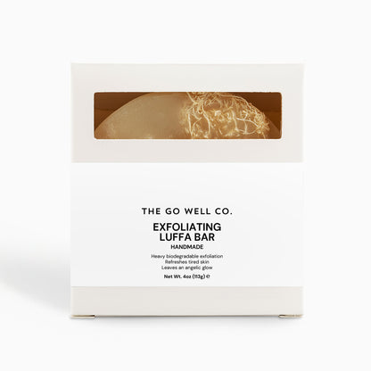 Box of The Go Well Co. Exfoliating Luffa Bar on a white background