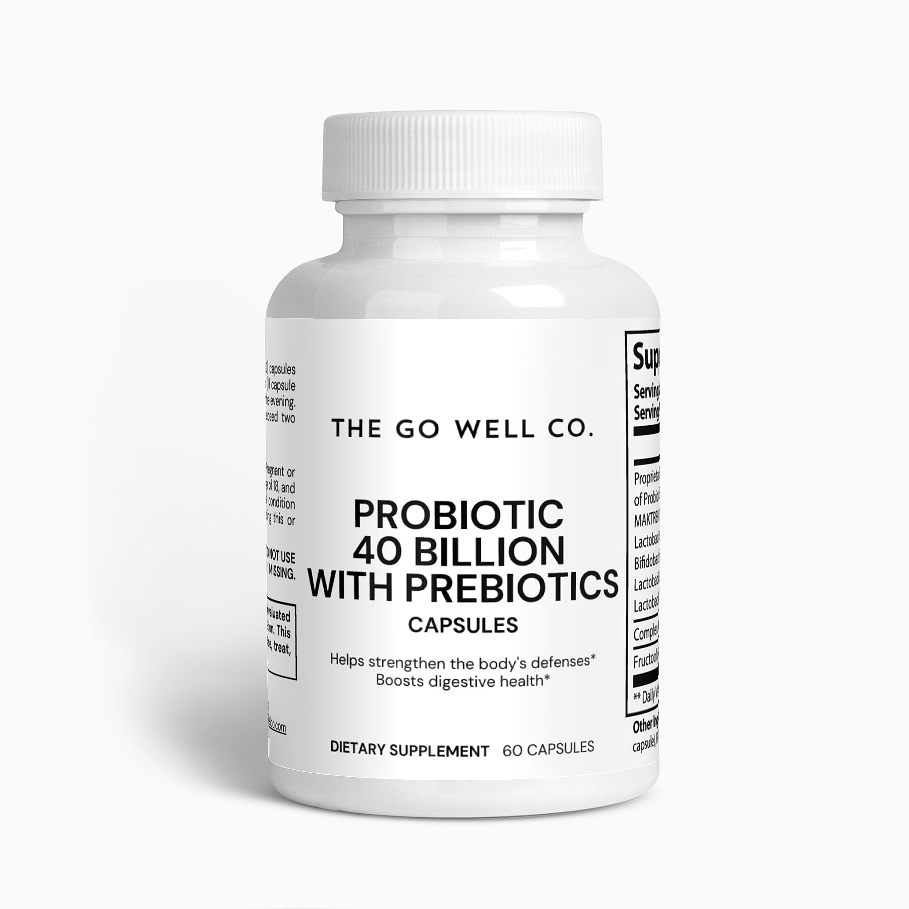 Probiotic 40 Billion CFU & Prebiotics Qty 60 Caps - The Go Well Co.