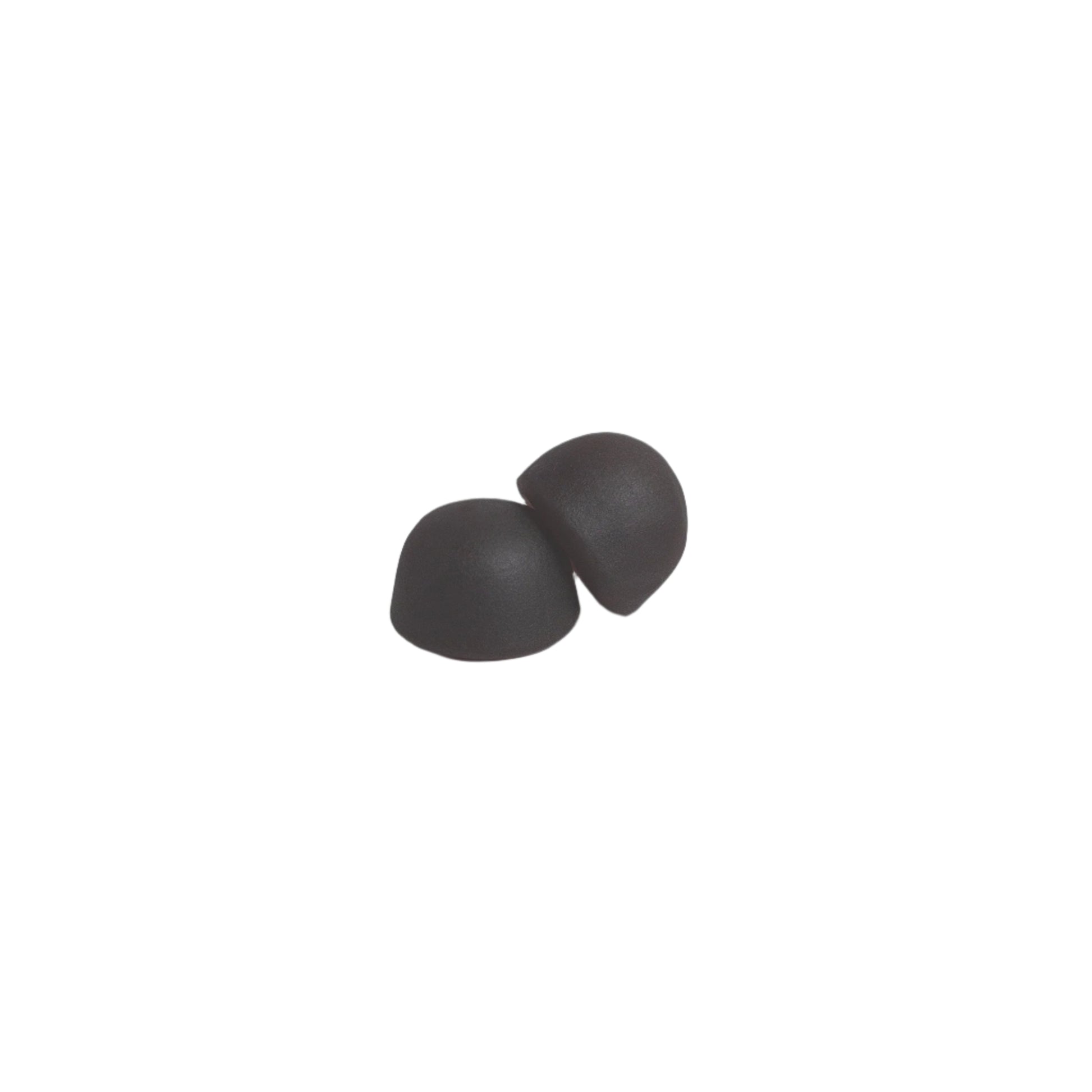 Two gray gummies on a light gray background