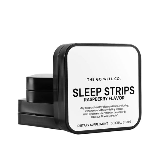 Sleep strips packaging with 'The Go Well Co.' branding on a white background